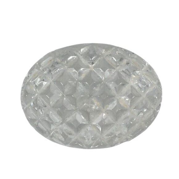 Vintage Art Glass Trinket Pill Box Diamond Quilted Pattern Dresser Vanity Decor - Picture 6 of 7